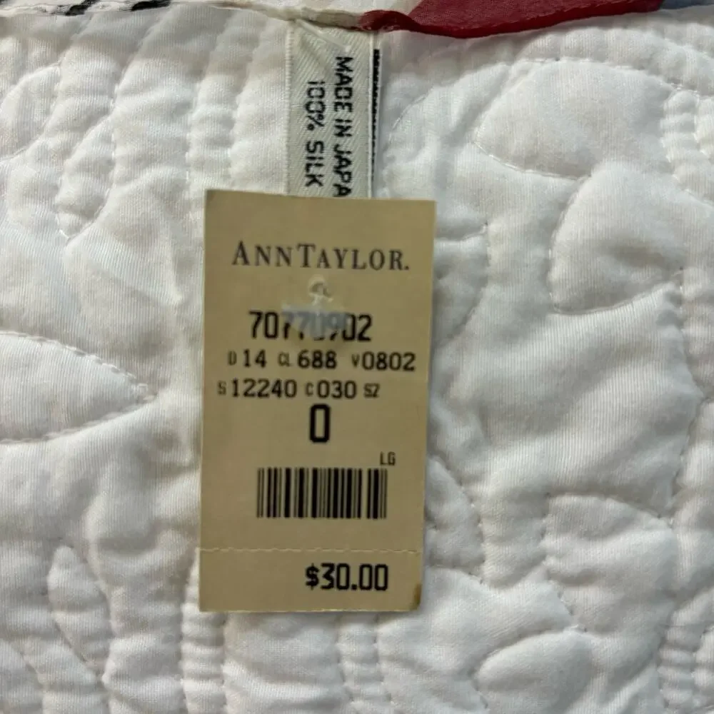 NWT Ann Taylor Red White and Black Striped Silk Scarf